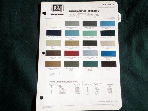 1972 cadillac rinshed mason vintage paint automotive color chips chart original
