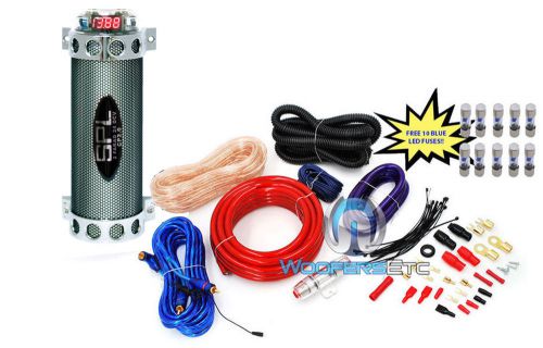 3 pkg 10 fuses &amp; 2 farad amp capacitor &amp; 4 gauge 2500w amplifier wire cable kit