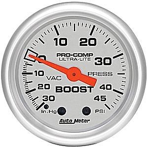 Auto meter 4308 ultra-lite series gauge 2-1/16&#034; boost/vacuum mechanical