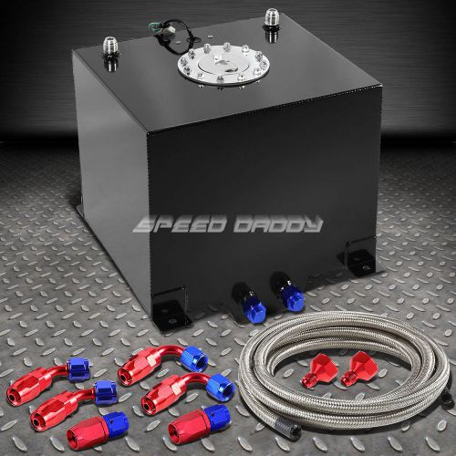 5 gallon/18.8l black aluminum fuel cell tank+level sender+steel fuel line kit
