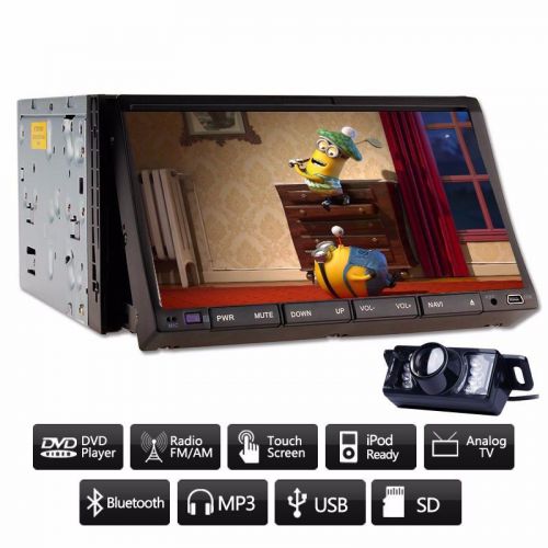 7'' double 2 din car stereo touch screen in dash dvd cd fm mp4 player bluetooth