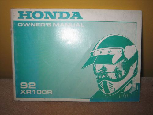 1992 honda xr100r oem owners manual book owner's service xr100 xr 100 92