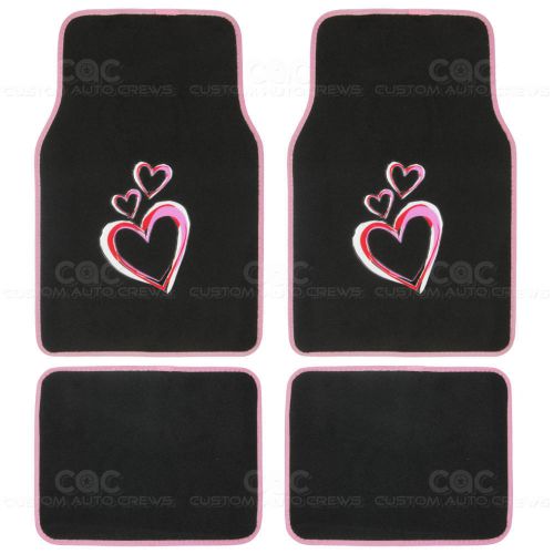 4pc carpet car floor mats set love story design front &amp; rear premium