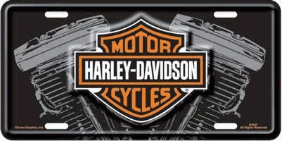 Harley-davidson logo with v-twin license plate - c1842