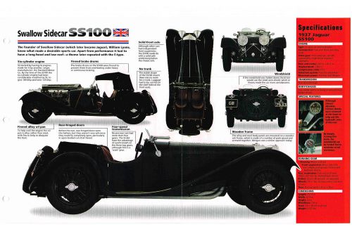 1936 / 1937 / 1938 swallow sidecar ss100 imp brochure, ss-100