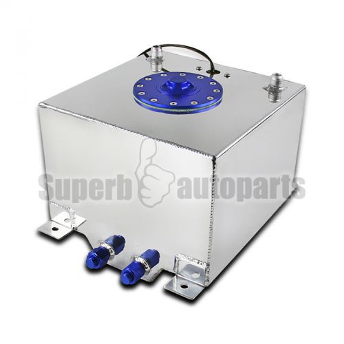 5 gallon chrome coated aluminum racing/drifting fuel cell gas tank+level sender