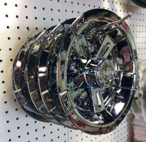 8" vegas set of 4 golf cart wheel covers chrome