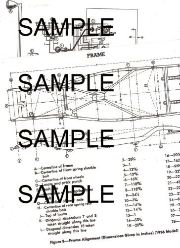 1939 plymouth p7 models 39 wiring &amp; frame chart with dimensions diagram 3642bk