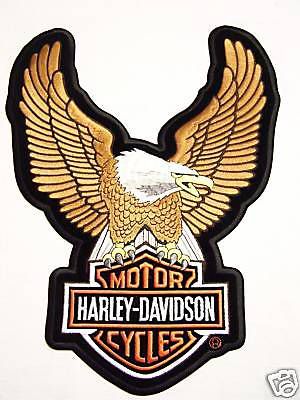 #1177 l harley motorcycle vest patch brown upwing eagle emb328394