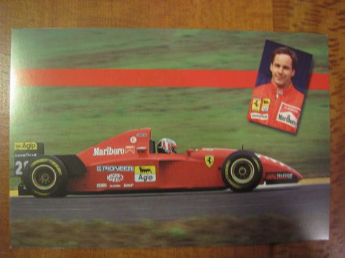Ferrari official postcard~berger~no print#(full view car w/insert of driver)
