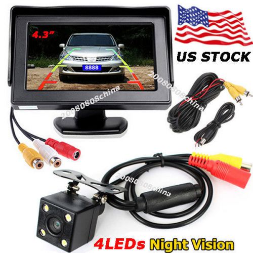 4.3&#034; tft lcd monitor +4 ir leds waterproof car rear view reversing backup camera