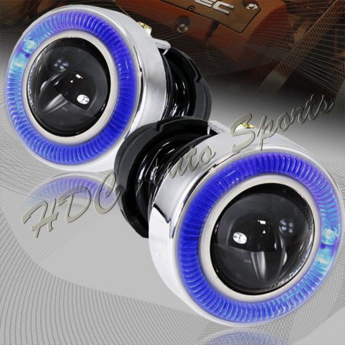 Universal 3&#034; round blue halo projector glass lens fog driving lights lamps kit