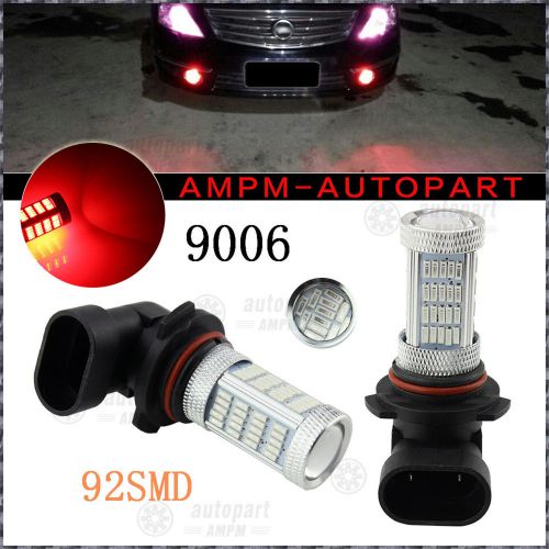 2x 92smd 9006 hb4 red car drl for auto car fog driving light led bulbs