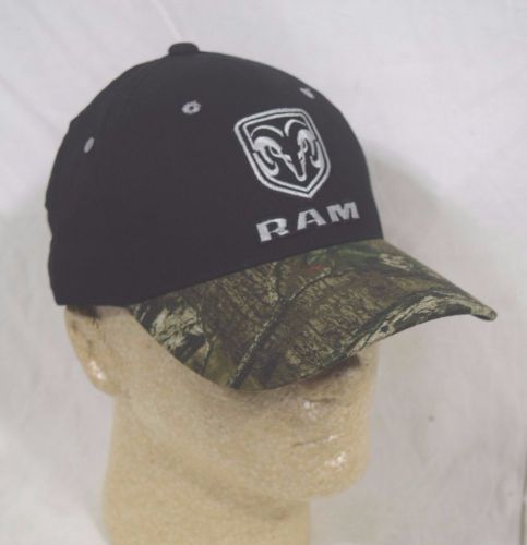 Dodge ram silver logo black &amp; mossy oak camo licensed baseball cap hat new