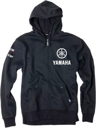 Factory effex logo mens screen printed zip up hoodie yamaha/black