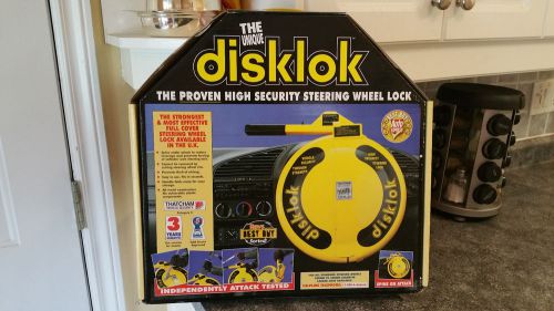 Disklok yellow steering wheel lock anti theft 35cm-39cm new in box with cover