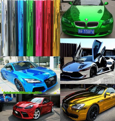 Full roll - car stretch glossy mirror chrome vinyl sticker decal sheet air free