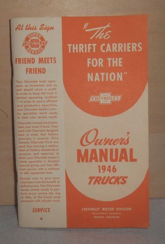 1946 chevrolet truck owners manual. very good condition! illustrated &amp; photos