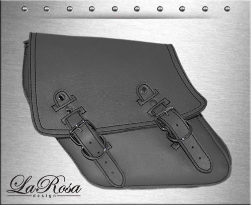 1996-2016 la rosa grey leather universal harley dyna frame left mount saddlebag