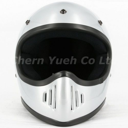 Moto 3 style off-road motocross riding racing helmet full face silver dot medium