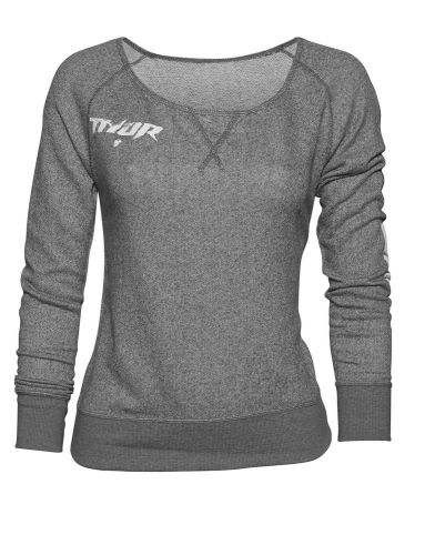 Thor mx motocross women&#039;s 2017 roost off-the-shoulder sweatshirt (gray) medium