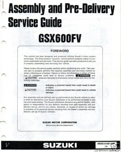 1997 suzuki gsx600fv assembly prep service manual