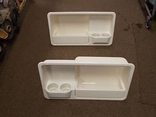 Off white coaming box (pair) cup holder &amp; storage 29 1/8" x 15 3/4" marine boat
