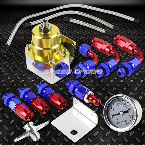 Injected bypass gold fuel pressure regulator+60 psi liquid gauge+fitting+hose