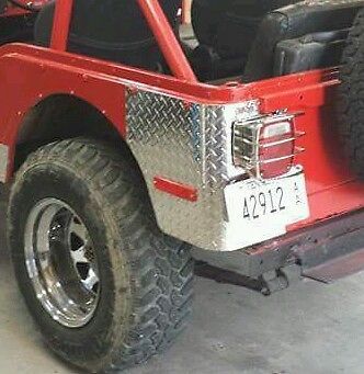 Jeep cj 5 wrangler 2 pc diamond plate rear body armor corner guard kit