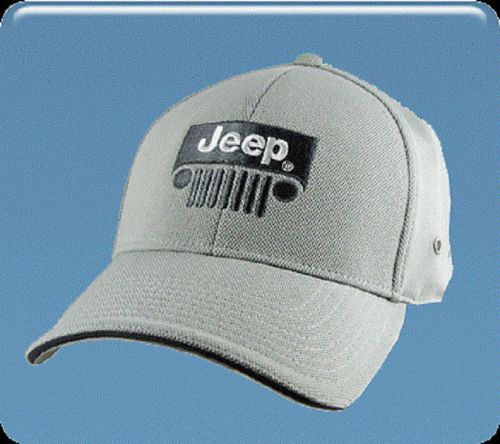 New jeep grill grille fitted athletic mesh cap hat grey/charcoal flex fit m/l