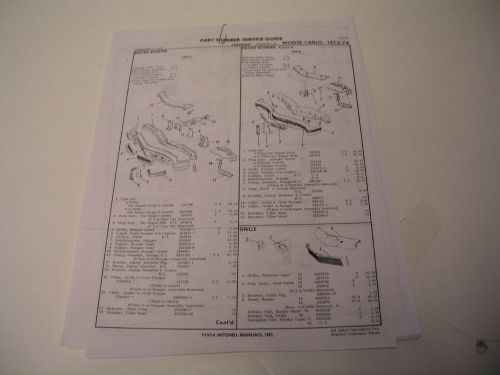1973 1974 monte carlo crash sheets with part numbers