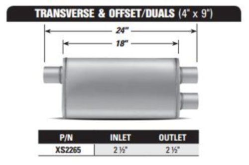 Muffler - xlerator stainless steel, oval-o/d, 24in oal, 2.50in