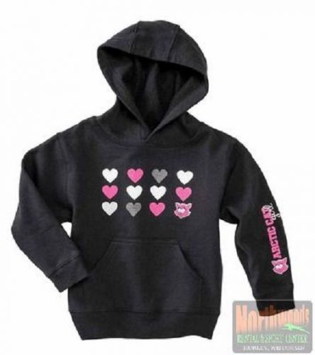 Arctic cat youth girls hearts hoodie / sweatshirt - black - pink 5259-77