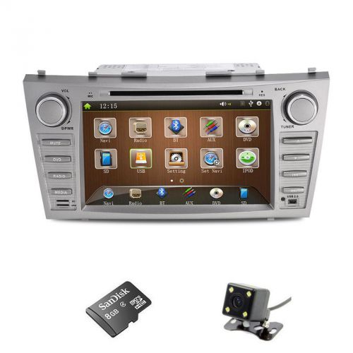 Free cam+8&#034; car dvd cd player radio stereo gps navi for toyota camry 2007-2011