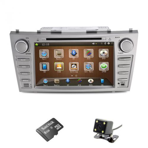 Free cam+8&#034; car dvd cd player radio stereo gps navi for toyota camry 2007-2011