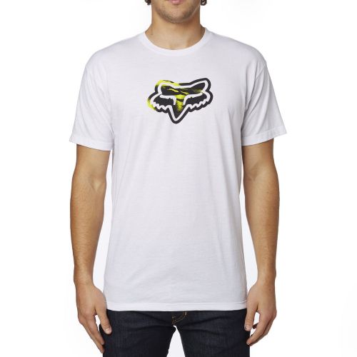 Fox racing mens optic white/black/yellow one down short sleeve t-shirt tee
