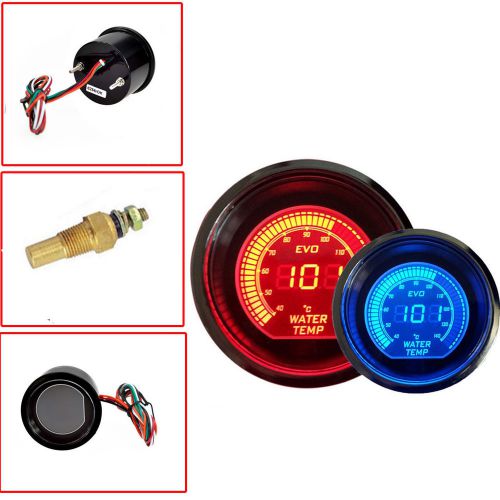 Red &amp; blue 2&#034; 52mm digital led evo water temperature meter gauge for car motor