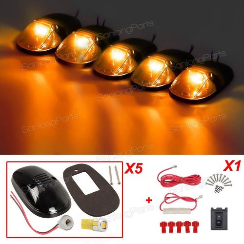 5x264145bk smoke cab clearance lights+158 5730 amber led for 1999-2002 dodge ram