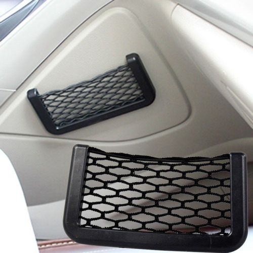 Universal car storage net string bag pouch gps phone holder organizer pocket