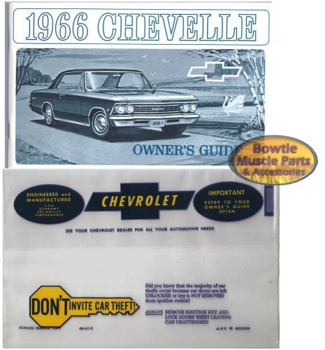 1966 66 chevelle  el camino wagon factory owners owner&#039;s manual with pouch bag