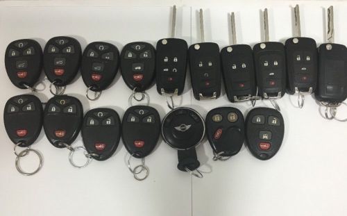 Locksmith lot of 17 smart keys remote start keyless flip key fobs gmc audi chevy