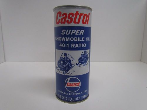 Vintage castrol snowmobile motor / engine metal oil can - sealed - 16 ozs
