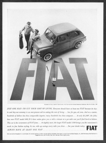 1961 fiat 600 d 600d 2-door sedan photo &#039;golf theme&#039; vintage promo print ad