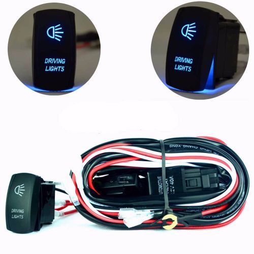 Wiring harness blue driving light laser rocker switch on/off  led bar fog lamp