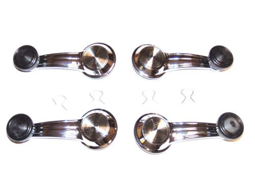 New metal chrome window cranks w/black knobs &amp; clips 68-74 nova omega ventura