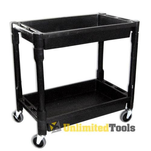 2 trays shelves plastic pvc utility service cart 300lbs capacity durable hd new