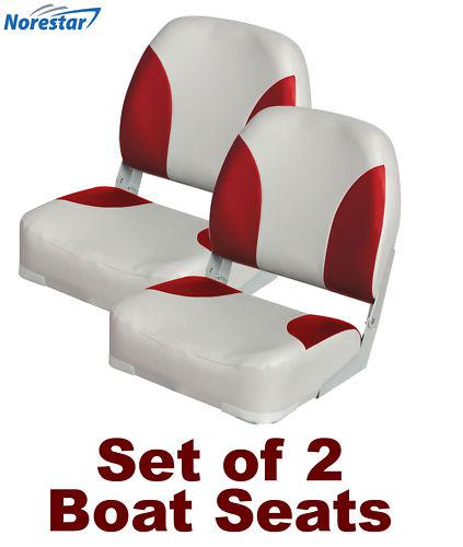 New set of 2 heavy-duty deluxe folding boat seats, red, extra large
