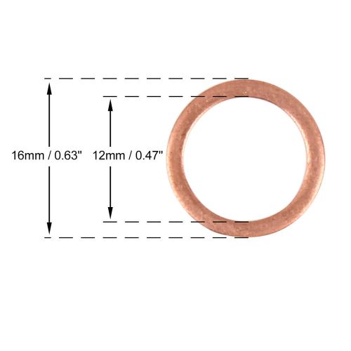 10pcs copper washer flat gasket ring for car 12 x 16 x 1.5mm-