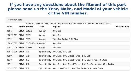 2009-2012 BMW 328I XDRIVE - Antenna Amplifier Module 9141491, US $9.99, image 4