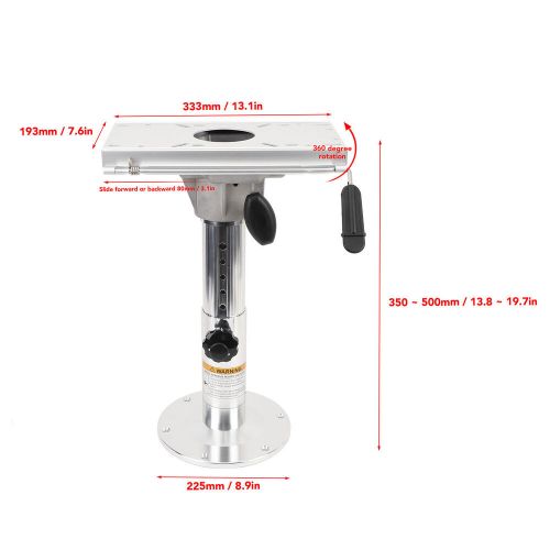 New Boat Seat Pedestal Aluminum Alloy 360 Degree Swivel 350 To 500mm Adjustable, US $208.13, image 6